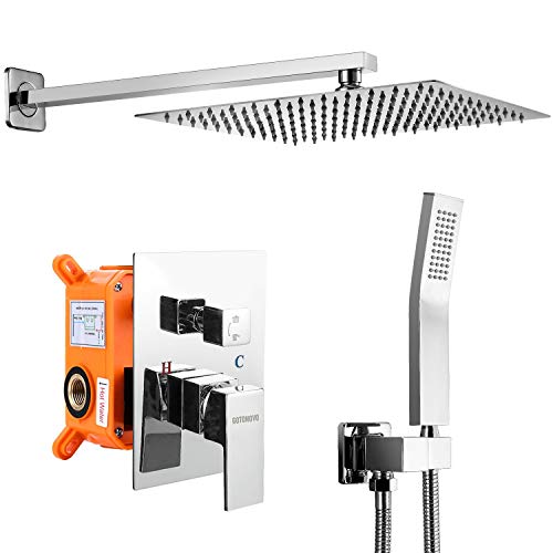 Rainfall 10 inch Shower System Bathroom Luxury Rain Mixer Silver Shower Combo Set