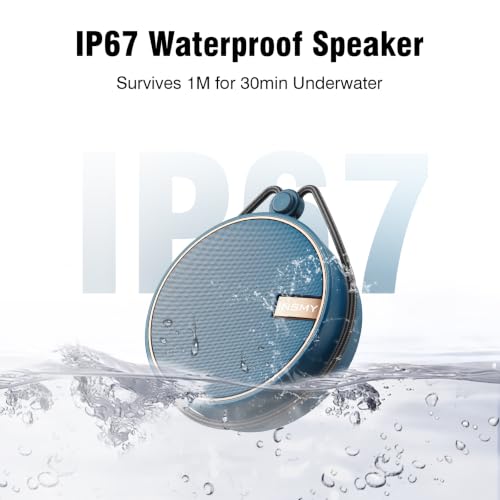 Image of INSMY Portable IPX7 Waterproof Bluetooth Speaker, Wireless Outdoor Speaker Shower Speaker, with HD Sound, Support TF Card, Suction Cup, 12H Playtime, for Kayaking, Boating, Hiking (Navy)