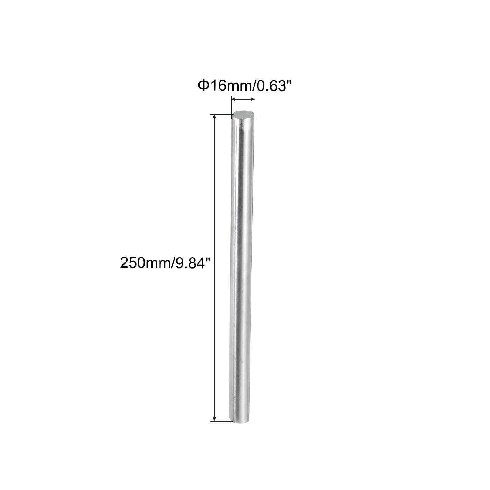 sourcing map 304 Barras Redondas Acero Inoxidable, Varillas Eje Sólido 16mm X 250mm, para Manualidades Casa Modelo Coche Helicóptero Avión, Paquete de 2