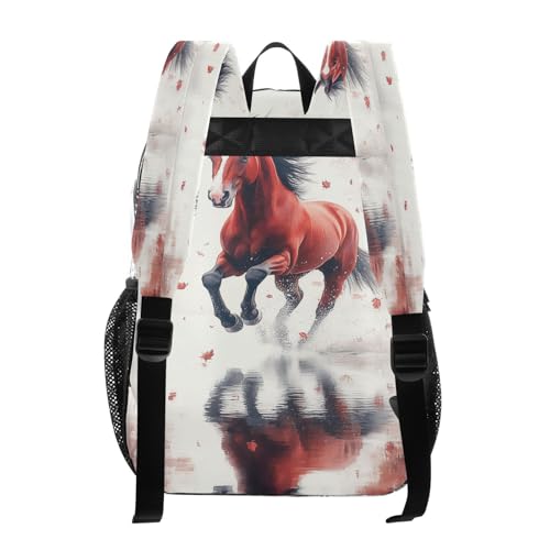Red Horse Galloping on Lake Clear Backpack Boy Girl Kids Heavy Duty PVC Transparent Bookbag School Bag with Multiple Compartments3