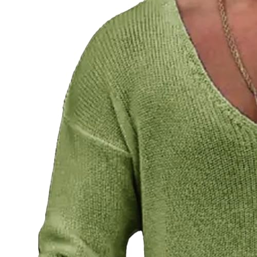 Men's V Neck Knitted Pullover Regular Fit Long Sleeve Male Knit Sweater Solid Color Knits Pullovers Sweaters3