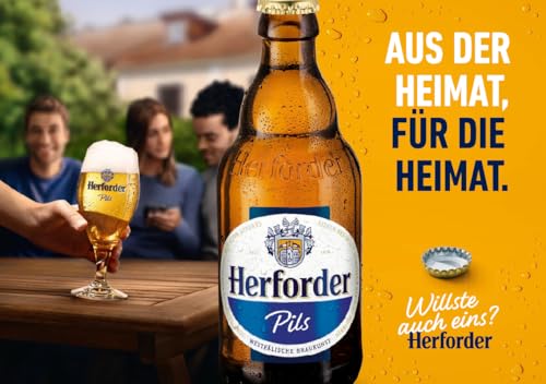 Herforder Pils Flaschenbier, MEHRWEG im Kasten, feinherb würziges Pils Bier, 20er Kiste (20 x 0.5 l)