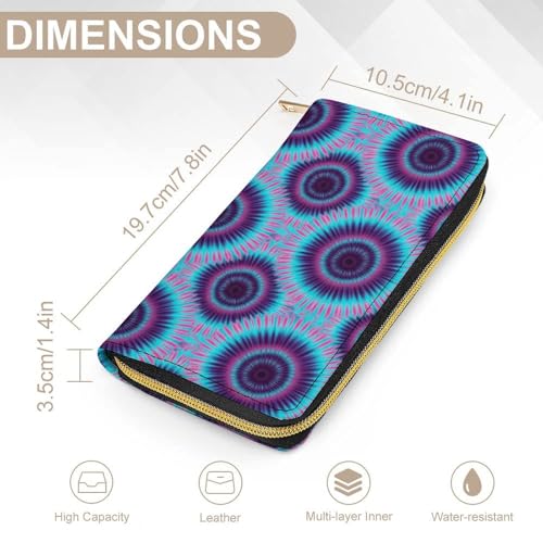Leather Wallets for Men Women, Slim Credit Card Holder Compartment, Multi-Layer Inner Zip Color Tie Dye Wallet2