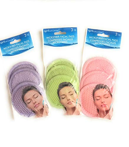 Microfiber Facial Scrubber, Three Packs of 3 (9 Total Scrubbers) - Assorted Colors