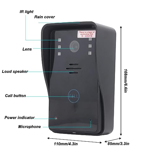 Campainha de Vídeo Porteiro, Tela LCD TFT de Alta Sensibilidade AC 110-240V Campainha Visual Com Fun
