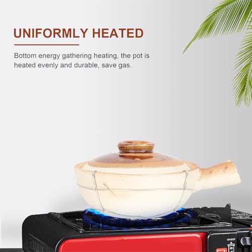 LIFKOME Pottery Casserole Pot 0.8L Ceramic Cooking Dish with Single Handle Heat-Resistant Kitchen Food Stew Pot for Home and Restaurant Use
