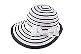 Miuno® Damen Sonnenhut Faltbarer Partyhut Stroh Hut Schleife Glocke H224 (Weiß)