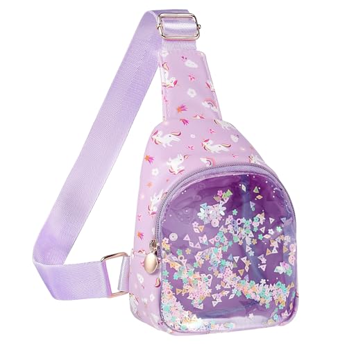 Image of COSHAYSOO Little Girls Unicorn Purse Cute Sling Crossbody Bag for Toddler Preschool Kids Girls, Graduation First Dance Recital Performance Gifts for 2 3 4 5 6 Year Old Girl Fashion Purple Accessories | Unicorn print