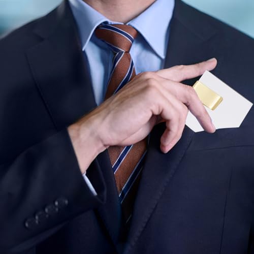 CRASPIRE 10Pcs Golden Money Clip Stainless Steel Cash Holder Rectangle Slim Metal Credit Business Card Wallet Clips Bulk Minimalist Front Pocket Office Desk Small Organizers for Men Women Friend Gifts4