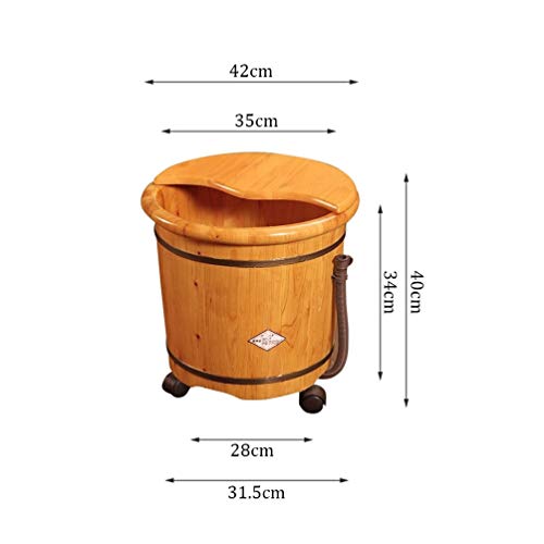 Barril de Madera para Spa de Pies con Rueda y Tapa miniatura 7