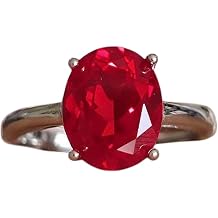 3 Ct Oval Pigeon Blood Lab Grown Ruby Solitaire Ring in .925 Sterling Silver | Red Gemstone Fine Jewelry for Women| Size 5 to 13