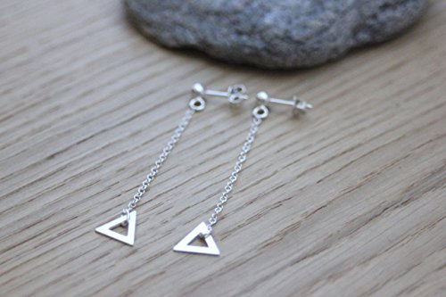 Boucles d'oreilles argent massif breloque triangle pour style bohème chic