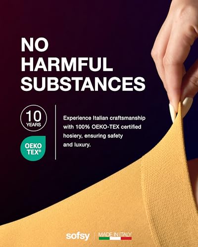 Image of sofsy 10-Year Hosiery Craftsmanship - Italian 40 Den Run Resistant Opaque Tights for Women | High-Waist, Reinforced Toe