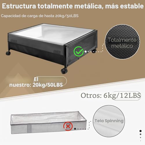 Caja bajo cama con ruedas y tapa para almacenaje de juguetes y zapatos 5