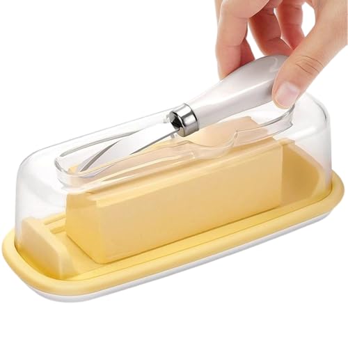 Caja de mantequilla – recipiente de mantequilla, plato de servir transparente, con corte de romaje para cocina, encimera