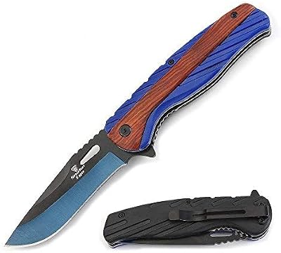 Snake Eye Tactical Two Toned Blade Action Assist Folding Knife (Blue)