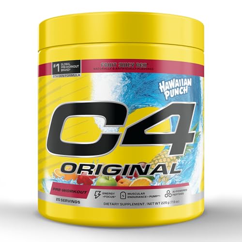 Image of Cellucor C4 Original Pre Workout - Hawaiian Punch - Pre-Workout for Endurance, Focus & Performance with 200mg Caffeine, Beta-Alanine, Creatine Nitrate, L-Arginine & PeptiPump - Sugar Free, 25 Servings