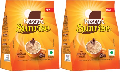 Image of Sunrise Instant Coffee Powder Bag by Nescafe | Rich Aroma for the perfect start to your day | Coffee Chicory-Mix | 90 grams stabilo (Pack of 2)