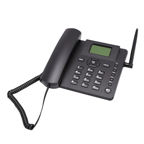 YUEHISY Teléfono de Escritorio Fijo Inalámbrico para el Hogar y la Oficina, Teléfono gsm de Doble SIM con Antena Externa y Modo de Espera de 5 Días, Radio/Reloj Despertador Incorporado