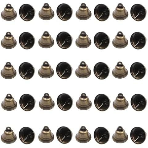 LONG TAO 40 Pcs Decorative Bells Craft Bells Jingle Bells Bridal Bells Decor Bells Ornaments Decoration Christmas Tree Pendants for Christmas Festival Decor DIY Craft (38mm, Bronze) Cover
