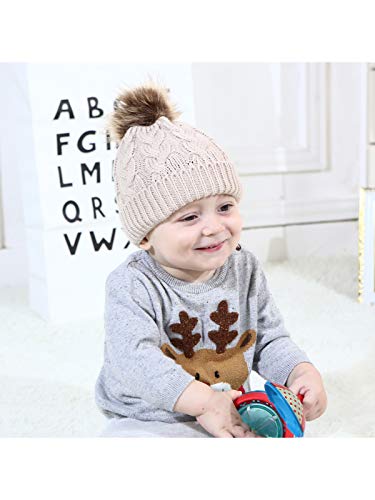 Century Star Newborn Baby Hats For Girls Boy Baby Beanies Winter Hat Knit Cute Pom Pom Hat Infant Toddler Beanie Caps 1Pc Beige One Size #TOP2