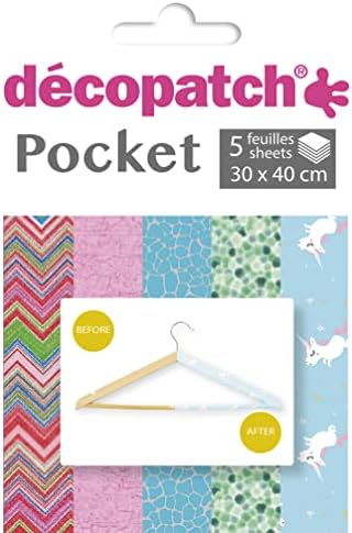 Décopatch - Ref DP006O - Pocket Papers Collection No. 6 - Contains 5 Complementary Sheets of Décopatch Paper, Each Sheet is 30 x 40cm, Small 13 x 9.5cm Pack Size
