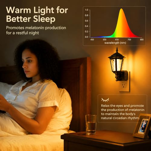 Image of L LOHAS LED Amber Night Lights Plug into Wall, Dimmable Night Light Vintage