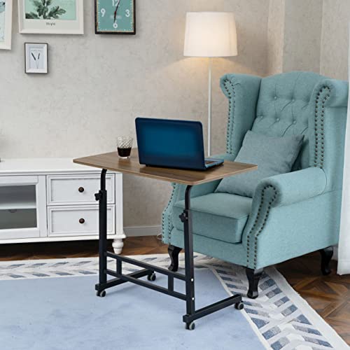 Aerkenga 23.6 Inch Side Table Small Notebook Computer Stand Height Adjustable Desk Rolling Desk Bedside Table Overbed Table, Ancient Pine Color #TOP2