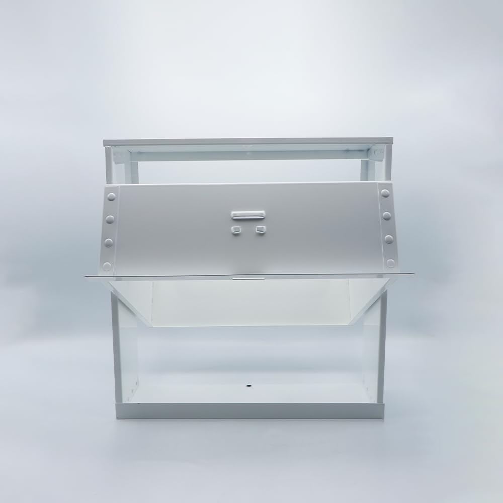Hoja de ventilación de chapa de acero blanco (328x336x108 mm) para 1 bloque de vidrio (30x30x10 cm) - con mecanismo de tracción
