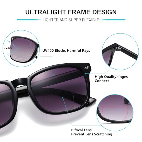 Fsrtep Bifocal Sunglasses For Women Classic Retro Reading Sunglasses 3 Pack Uv400 Sun Readers Glasses With Metal Spring +2.0 thumb #2