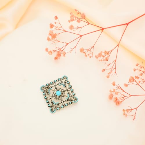 Image of Turquoise West Cowboy Oval Tear Drop Brooch Pin for Women Retro Brooches Pins Classic Fashion Jewelry Accessories Gift
