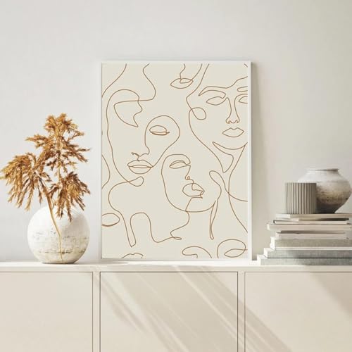 Peinture sur toile décoration salon moderne affiche minimaliste visage femme 60x80