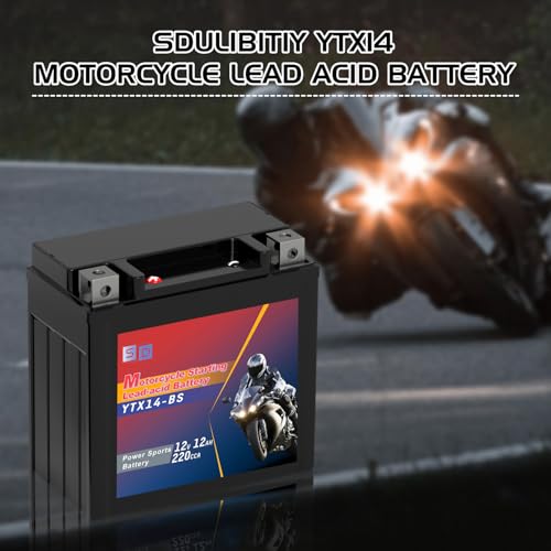 TPE Motorcycle Battery, YTX14-BS Battery High Performance, 12V 12AH, Maintenance Free & Sealed AGM Battery for Motorcycle, UTVs & ATVs - Thumbnail 5