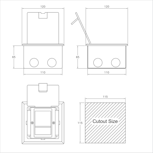 Image of MX 3-Module Floor Pop-Up Box - Stainless Steel Flush Mounting, 45 Series Modules, 90 Top Cover, Concrete Floor Installation, Silver