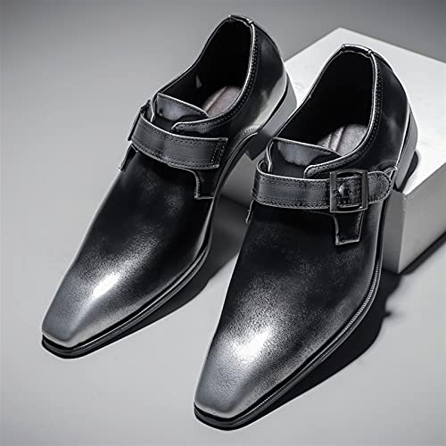 Dress Oxford Shoes for Men Slip On Monk Strap Squre Toe Vegan Leather Block Heel Anti-Slip Non Slip Rubber Sole Casual4