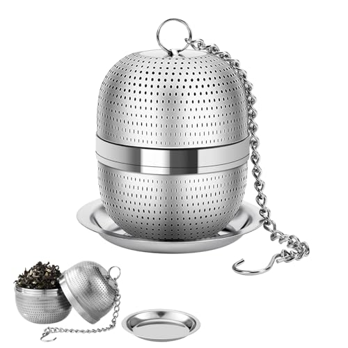 Uovo per tè sfuso, sfera in acciaio inox con catena, colino da tè per la maggior parte delle tazze, contenente filtro del tè, ideale per amanti del tè e uso in cucina