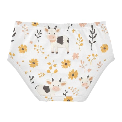 Wusikd Cute Cow Girls' Underwear Cotton Flower Girls Briefs Soft Toddler Underwear 2T2