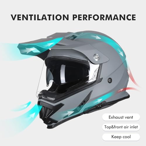 Triangle Motorcycle Helmets Dirt Bike Atv Dual Sports Full Face Helmet For Adults With Tinted Sunshield Dot Approved thumb #3