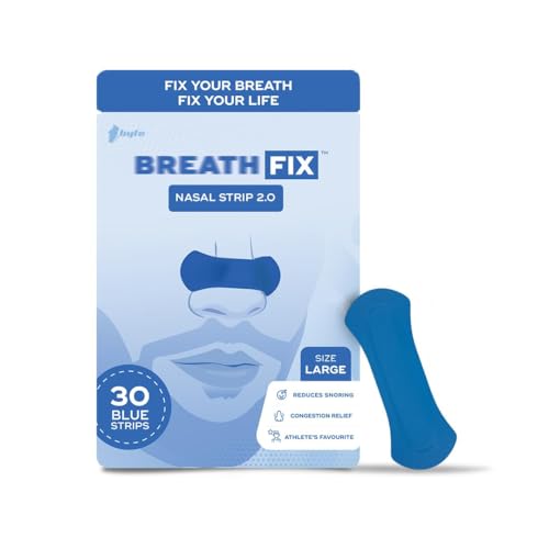Image of BREATH FIX Large Size Nasal Strips 2.0 | Blue Colour | Nasal Strip for Breathing | Enhances Sleep & Athletic Performance | By Byte | Optimizes Oxygen Intake | Skin-Friendly & Flexible Fit | Sweat-Resistant | CDSCO Approved | 30 Strips