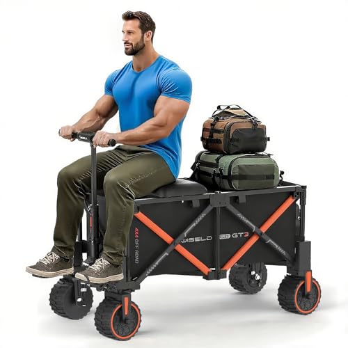 WISELD GT3 4WD Off Road Electric Wagon, 3000W All Terrain Cart with Cruise Control, Heavy Duty Load Capacity for Camping Grocery & Outdoor Activities