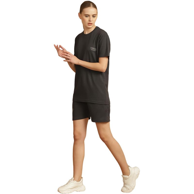 Image of Mack Jonney Solid Polyester Lycra Half sleeves Co-ord Set Trackuit For Women-P