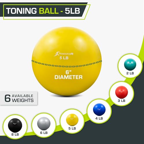 Image of ProsourceFit Weighted Toning Exercise Balls for Pilates, Yoga, Strength Training and Physical Therapy, 2 lb to 8 lb, Color Coded