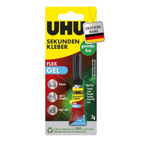 UHU Sekundenkleber geruchsfrei SUPERFLEX, Tube, Flexibel und geruchsfrei,3 g