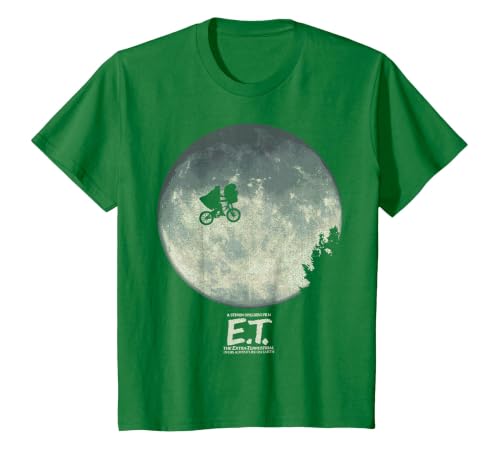 E.T. Infamous Flying Bike Scene Silhouette Logo T-Shirt, Youth, Kelly Green, Small