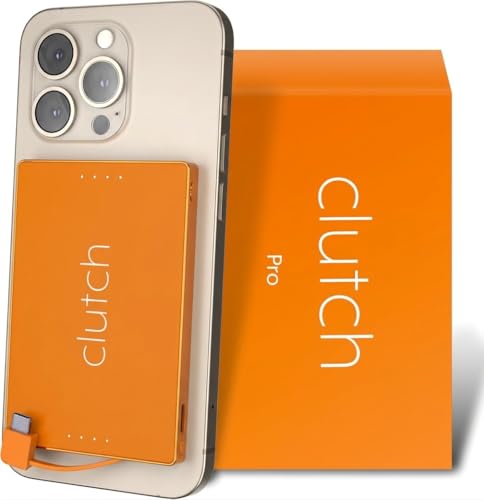 Clutch - Pro USB-C Portable Charger - Compatible with iPhone 15 16 17 & Android Devices - Power Bank Magnetic Battery - TSA Travel Approved - USB Rechargeable - Built-in Cable - 5000 mAh - 3.7oz