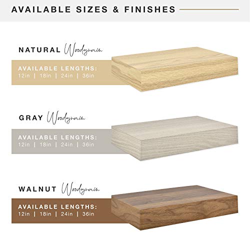 Mcs Floating Shelf, Room Decor Wooden Shelf, Walnut Woodgrain, 18 X 8 Inch, Set Of 2 #TOP4