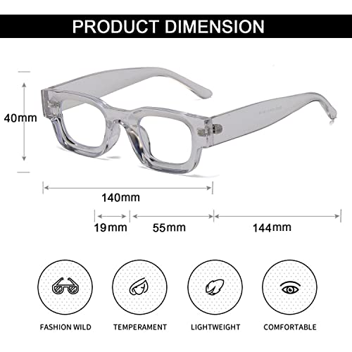 Image of EYLRIM Thick Square Frame Sunglasses for Women Men Chunky Rectangle Polarized Sunglasses UV400 Protection