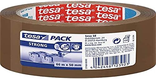 tesapack Packing Tape, Strong Packaging Tape for Medium to Heavy Parcels and Boxes, 66 m x 50 mm - Brown