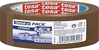 tesapack Packing Tape, Strong Packaging Tape for Medium to Heavy Parcels and Boxes, 66 m x 50 mm - Brown
