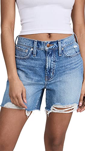 Madewell Women's Relaxed Mid-Length Denim Shorts In Brockport Wash, Brockport Wash, Blue, 27 #TOP26